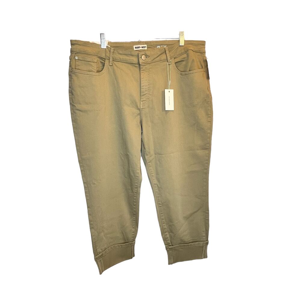 Warp + Weft JFK New York City Capri Cropped Pants Green 22